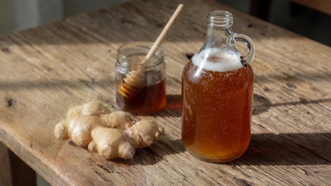 Organic ginger and honey ingredients in Kryddöl